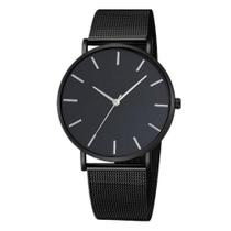 Relógio Aço Casual Fino Ultrafino Masculino Preto