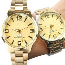 Relogio aço feminino banhado prova dagua qualidade premium dourado original ouro social casual