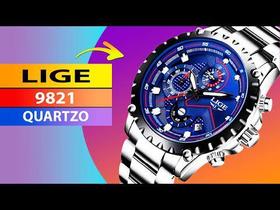 Relógio Aço Inoxidável Esportes, Data, Cronômetro Lige 9821 Relógio Aço Inoxidável Esportes, Data, Cronômetro Lige 9821