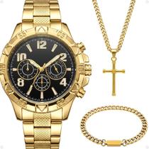 Relogio aco masculino banhado inox + Grumet cordao pulseira presente qualidade premium original ouro social dourado - Orizom Relogios Relogio aco masculino banhado inox + Grumet cordao pulseira presente qualidade premium original ouro social dourado - Orizom Relogios