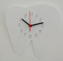 Relógio Acrílico Dente Branco Sala Escritório Consultório Dentista Relógio Acrílico Dente Branco Sala Escritório Consultório Dentista