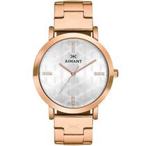 Relógio Aimant Feminino Paris Ouro Rosa Aço LPA-200SRG-7RG