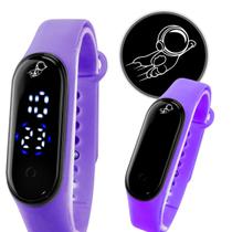 Relogio ajustavel bracelete infantil prova dagua digital criança roxo adolescente menina silicone