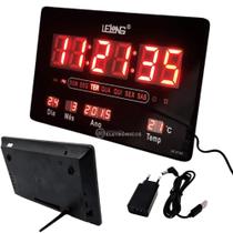 Relógio Alarme Calendário Termômetro Luz Display Led LE2132