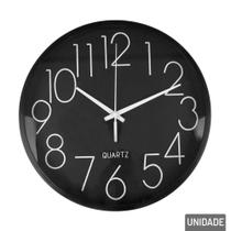 Relógio Analógico de Parede 25cm Redondo Preto