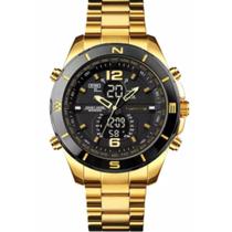 Relógio Analógico Digital Dourado Relógio Analógico Digital Dourado