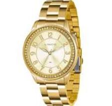 Relógio analógico feminino lince dourado LRG4339l c2kx