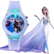 Relógio Analógico Infantil Led Luzes Princesa Elsa Frozen
