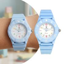 Relógio Analógico Infantil Masculino Azul com Caixa de Polímero e Pulseira de Silicone à Prova D Água Elegante Tuguir