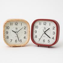 Relógio Analógico Mesa Quadrado Madeira Silencioso bege