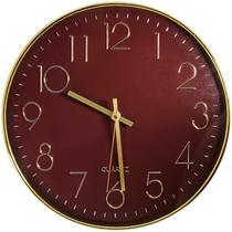 Relógio Analógico P/ Sala Cozinha Cromado Dourado E Vermelho - Tuut