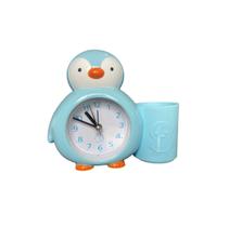 Relógio Analógico Pinguim Sortido Mesa c/ Porta Objetos