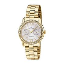 Relógio analógico social multifunções dourado Cód. 65001900