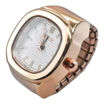 Relógio Anel Fashion Regulável Elástico Aço Quartz Analógico