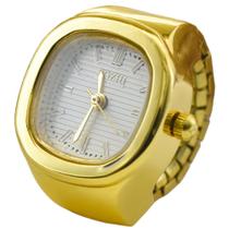 Relógio Anel Regulável Elástico Aço Quartzo Analógico Luxo