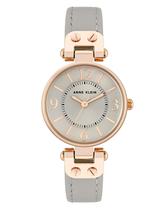 Relógio Anne Klein 10/9442RGTP com pulseira de couro feminina cinza