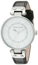 Relógio Anne Klein 109169WTBK com pulseira de couro prateada feminina