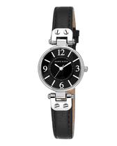 Relógio Anne Klein 109443BKBK feminino em couro prateado Relógio Anne Klein 109443BKBK feminino em couro prateado