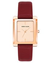 Relógio Anne Klein feminino com pulseira de couro e lente mineral curva Relógio Anne Klein feminino com pulseira de couro e lente mineral curva