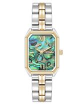 Relógio Anne Klein, pulseira bicolor feminina, mostrador em abalone Relógio Anne Klein, pulseira bicolor feminina, mostrador em abalone
