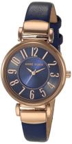 Relógio Anne Klein, pulseira de couro azul marinho fácil de