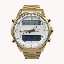 Relógio Atlantis Analógico e Digital Dourado Resistente 5atm Relógio Atlantis Analógico e Digital Dourado Resistente 5atm