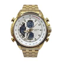 Relógio Atlantis Analógico e Digital Dourado Resistente 5atm Relógio Atlantis Analógico e Digital Dourado Resistente 5atm