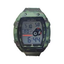 Relógio Atlantis Digital Retangular Resistente à Água 5atm Cor Da Pulseira:Verde Camuflado Relógio Atlantis Digital Retangular Resistente à Água 5atm Cor Da Pulseira:Verde Camuflado