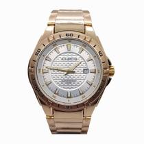 Relógio Atlantis Dourado Analógico Bonito Resistente a Água Cor do Mostrador:Branco