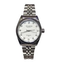 Relógio Atlantis Feminino Pedras Brancas Resistente a Água