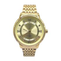 Relógio Atlantis Gold Dourado Social Resistente a Água 50m Cor do Mostrador:Dourado