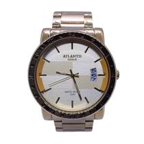 Relógio Atlantis Gold Masculino Social Resistente Água Cor Do Mostrador:Dourado