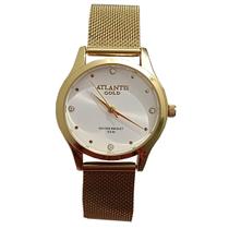 Relógio Atlantis Original Feminino Dourado Resistente à Água