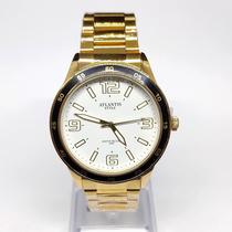 Relógio Atlantis Original G9002 Dourado Resistente a Água