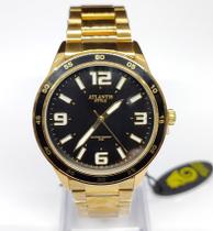 Relógio Atlantis Original G9002 Dourado Resistente a Água