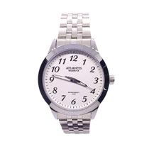 Relógio Atlantis Social Prateado Clássico Resistente a Água