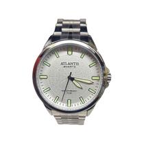 Relógio Atlantis Social Prateado Luminoso Resistente 50m Cor do Mostrador:Prata
