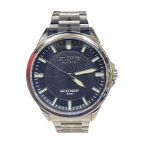 Relógio Atlantis Social Prateado Luminoso Resistente 50m Cor do Mostrador:Preto