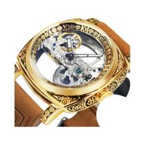 Relógio Automático Masculino Golden Bridge Forsining Quadrado Luxuoso Esqueleto Mecânico Com Relógio Automático Masculino Golden Bridge Forsining Quadrado Luxuoso Esqueleto Mecânico Com