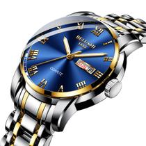 Relógio Azul Masculino Casual De Malha Luminoso Inox