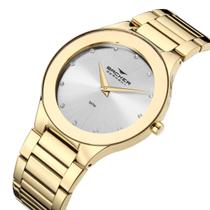 Relógio Backer Feminino Dourado Espelhado Cristais 4001145F