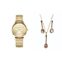 Relógio Backer Feminino Ref: 36490123f Ch Dourado + Semijoia