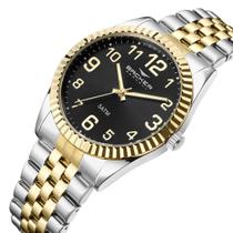 Relógio Backer Social Misto Prata com Dourado 10301134F Kit