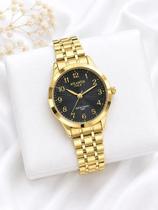 Relógio Banhado A Ouro Atlantis W2001nb Pequeno Dourado Preto