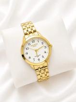Relogio Banhado A Ouro Atlantis W2001p Pequeno Dourado Branco