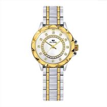 Relógio Bee Sister Fine Feminino Quartzo Prata, Dourado e Branco