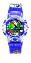 Relógio Ben10 Infantil Com Som Luzes Azul 3d Lindo Azul