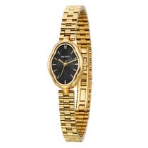Relógio BERNY Vintage Gold Quartz feminino com mostrador preto 3ATM