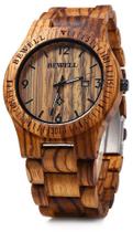 Relógio BEWELL ZS-W086B de quartzo analógico de madeira para homens