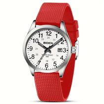 Relógio Biden para Mulher - 5 Relógios de Quartzo de Luxo com e de Silicone - Vermelho